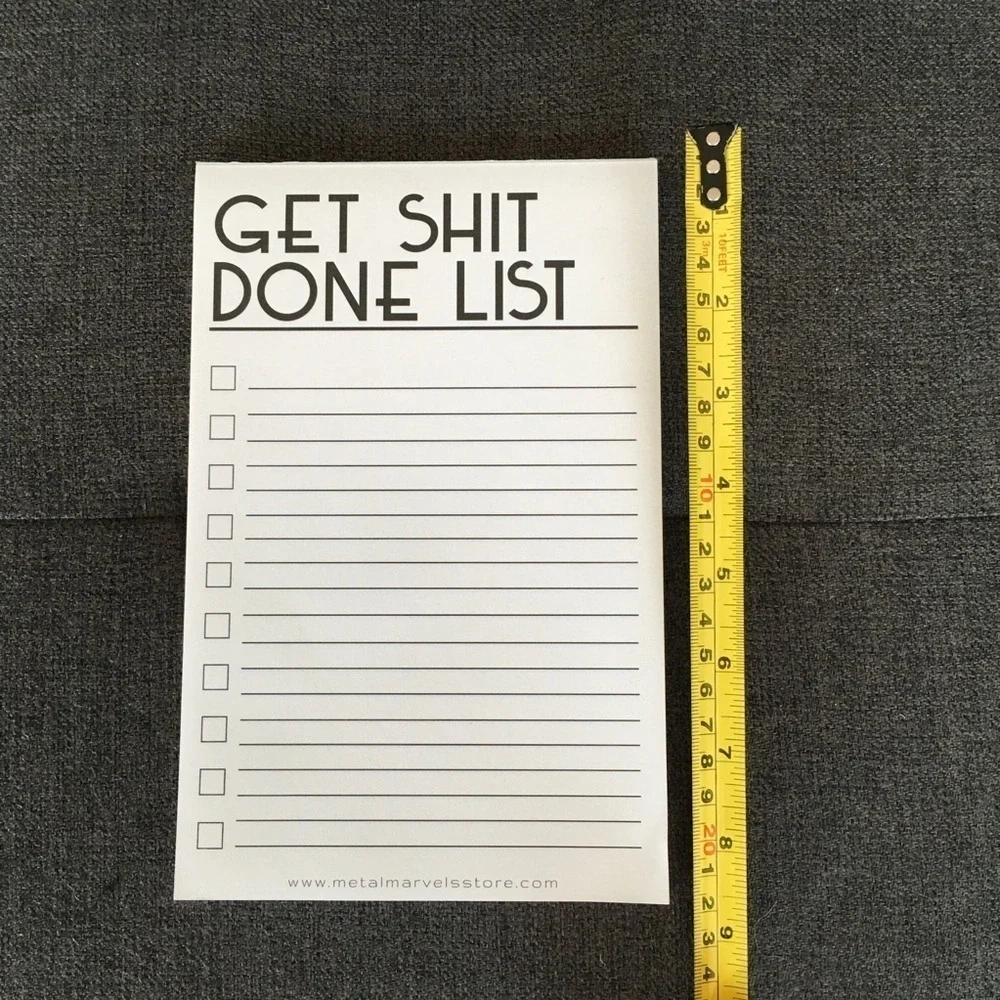 “GET SH*T DONE LIST” Notepad, Black, White, approx 50 pages